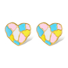 Romantic Enamel Heart Shape Gold Color Stainless Steel Big Earring Simple Jewelry