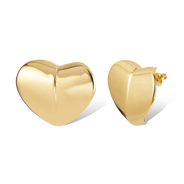 Simplist Metal Classic Gold Color Heart Stud Earring Stainless Steel Jewelry