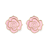 Pink Color Enamal Flower Piercing Stud Earring Stainless Steel Jewelry No-Fading