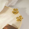 European Style 14K Gold Plated Flower Shape Stainless Steel Jewelry with Imatation Pearl