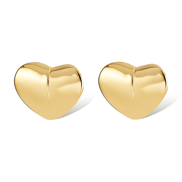 Simplist Metal Classic Gold Color Heart Stud Earring Stainless Steel Jewelry