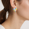 Romantic Enamel Heart Shape Gold Color Stainless Steel Big Earring Simple Jewelry