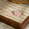 Pink Color Enamal Flower Piercing Stud Earring Stainless Steel Jewelry No-Fading