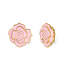 Pink Color Enamal Flower Piercing Stud Earring Stainless Steel Jewelry No-Fading